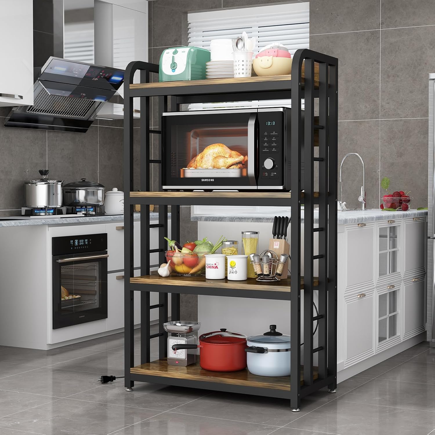 4 Tier Kitchen Bakers Rack Wit - đánh giá và giá Kitchen Appliances Outlet